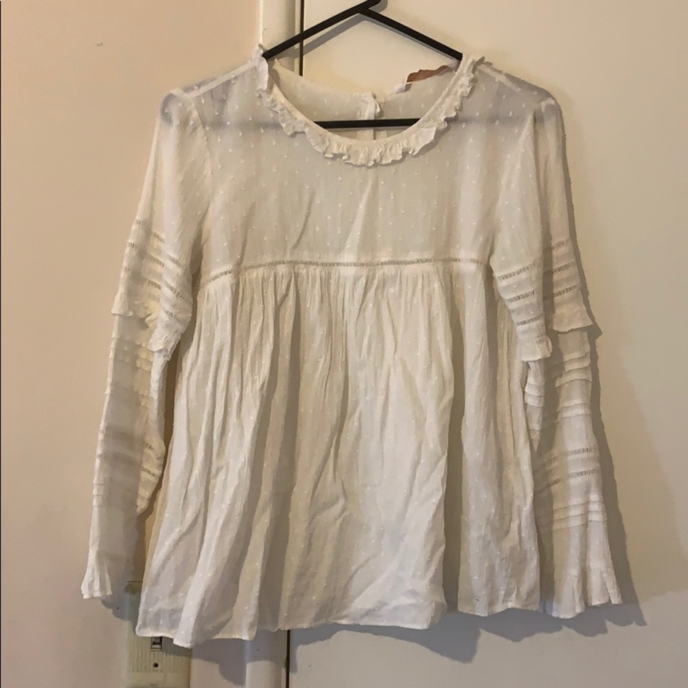 BNWT ZARA Trafaluc White Ruffle Blouse Top